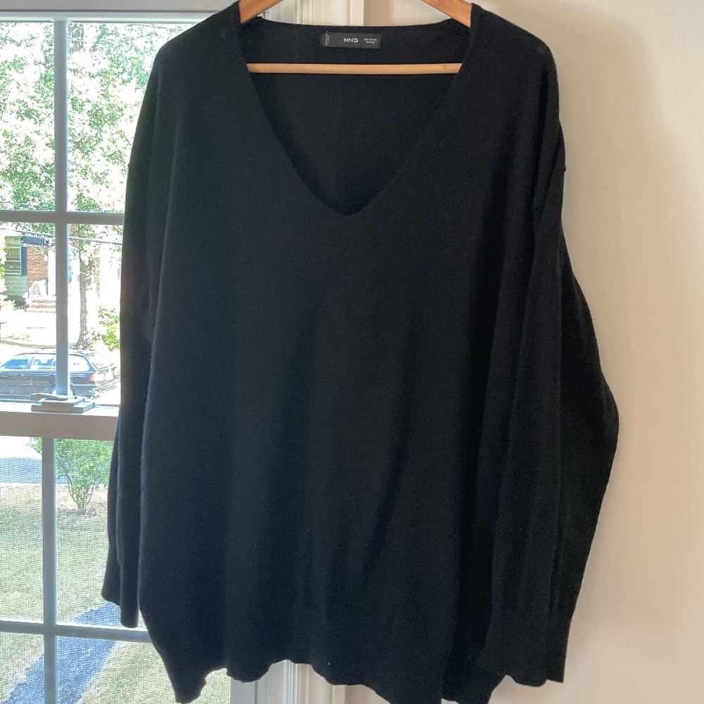Mango Black V Neck Sweater 3X